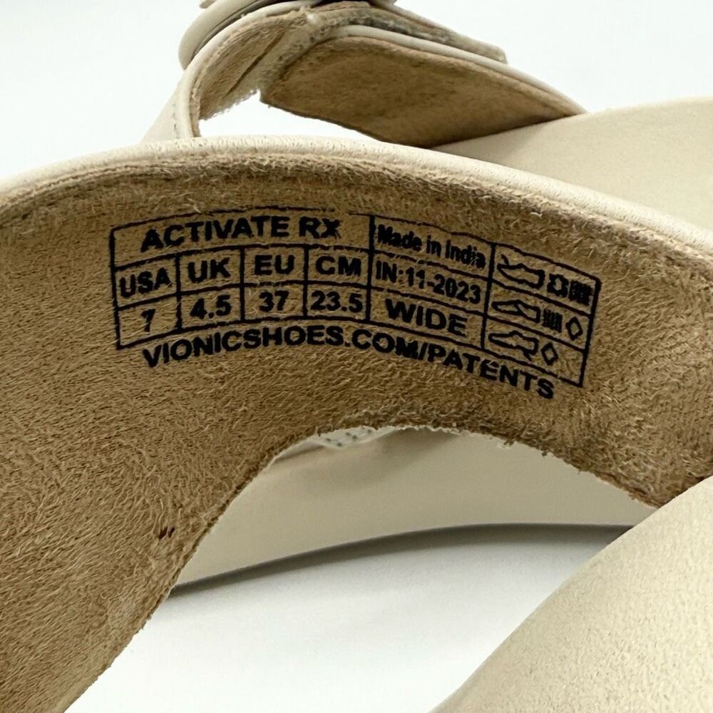 Vionic Activate RX Leather Flip Flop Sandals in Cream Off White - Women’s US 7W - Picture 9 of 10